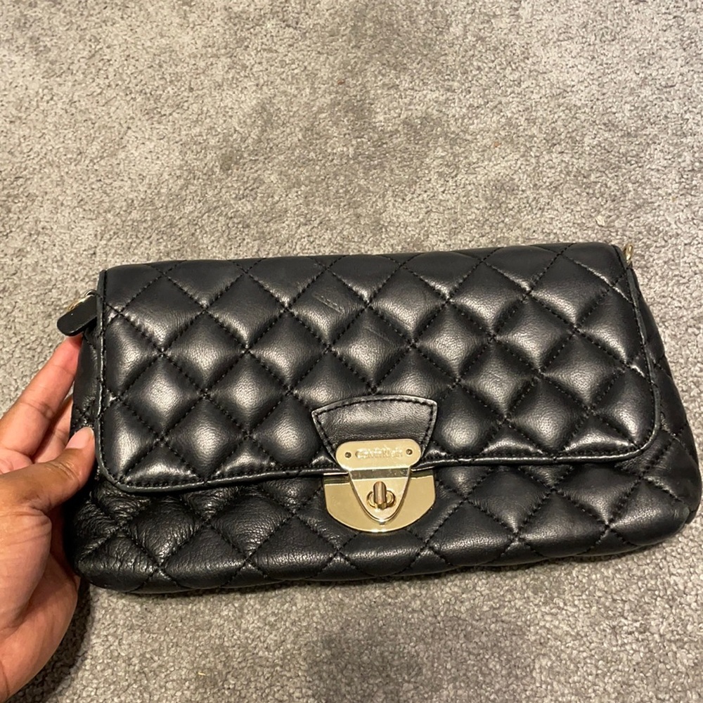 Black Quilted Calvin Klein Mini Bag/WOC with gold